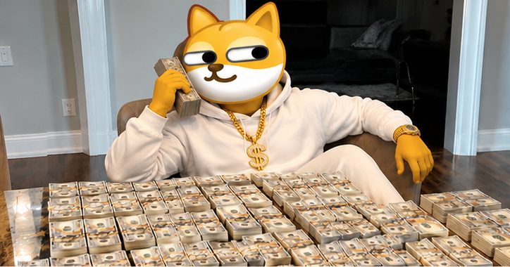 WangChai on the phone beside a table of money